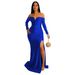 Women's Clothing Mercerized Long Dresses Long Sleeved Sexy Floor Length Dresses_ecoleips.com