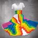 Women's Rainbow-Printed Waist-Slimming Dress_ecoleips.com