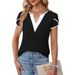 2026 European And American Cross-border Women's Clothing, Summer New Fashion Color-blocked V-neck Petal_ecoleips.com