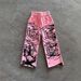 Gothic Anime Streetwear Joggers – Oversized Drawstring Pants With Dark Print (S-2xl, Black/Gray) Signature Goth Vibe_ecoleips.com