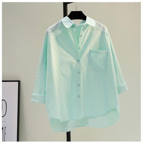 Pure Cotton Red Long-sleeved Shirt 2024 New Pocket Loose And Thin Casual Top_ecoleips.com