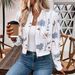 Women's Clothing Spring Elegant Women's Zipper Floral Print Long Sleeved Short Casual Jacket Coat_ecoleips.com