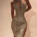 Women's Clothing One Shoulder Slit Dress_ecoleips.com