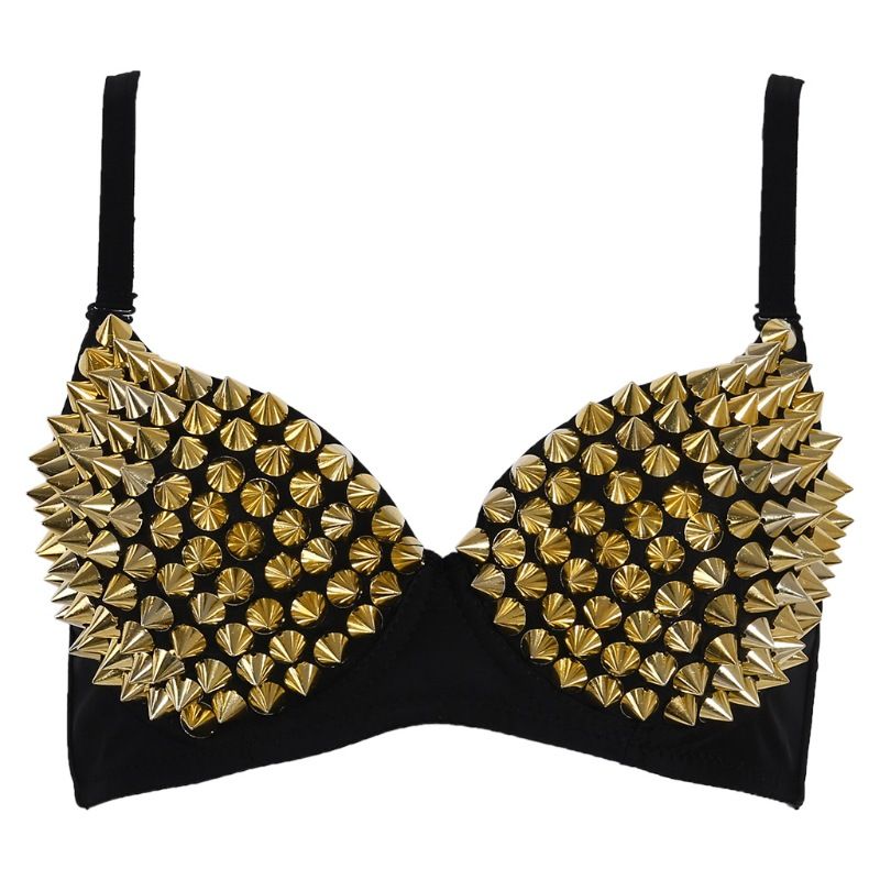 K LiuTalk Bra Underwear Punk Style Nightclub Bar Stage Costume Belly Dance Performance Dress Diamond Jewelry Sparkling Diamond Nail Beads_ecoleips.com