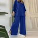 Women's Clothing Two Piece Suits Women's Long Sleeved Shirt Solid Color Pants Wide Leg Suit_ecoleips.com