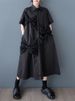 Patchwork Mesh Bow Vintage Shirt Dresses For Women Long Summer New Short Sleeve Loose Casual Dress Korean Elegant Clothing 2025_ecoleips.com