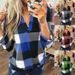 Women's Clothing Plaid Shirts Printed V Neck Long Sleeved Tops Shirts_ecoleips.com