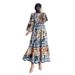 Women’s Clothing Autumn New Women's Fashion Printed V Neck Tie Waist Long Sleeved Dress_ecoleips.com