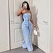 Women's Denim Overalls - Strapless Wide-Leg Jumpsuit With Adjustable Straps For Casual Summer Style Versatile Color Palette_ecoleips.com