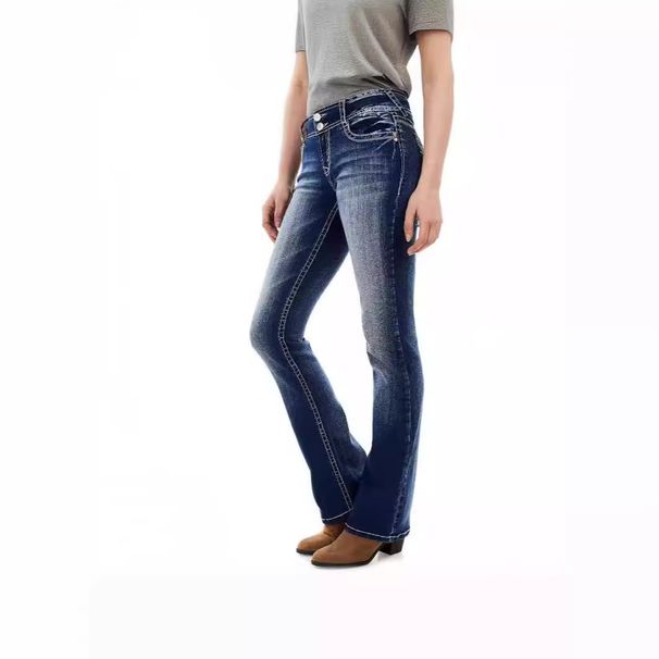 Women's Clothing Slim Fit Washed Embroidery Sweet Curve Jeans Women_ecoleips.com