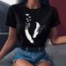 New Spring-Summer Feather Pattern Simple Print Cute Plus Size Women's Short Sleeve T-Shirt_ecoleips.com