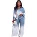 Elegant Contrast Color Long Sleeve Blouse & High-Waist Pants Set – African-Inspired Office Casual Outfit For Women_ecoleips.com