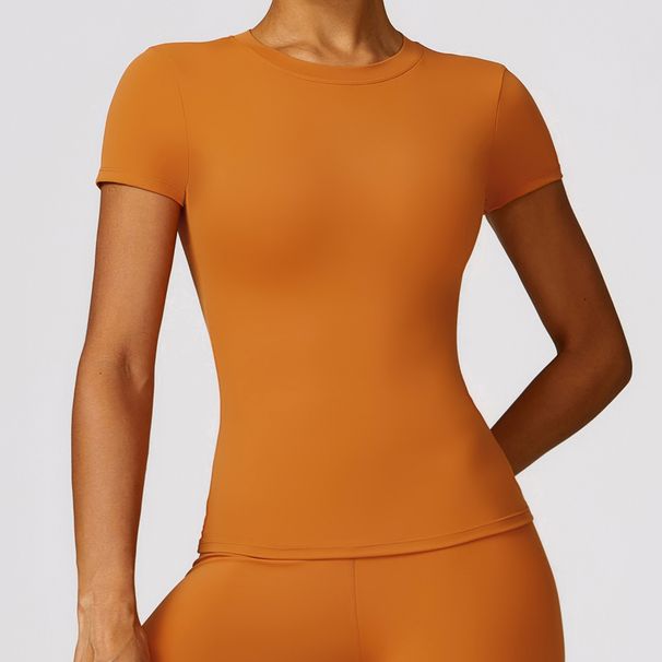 Women's Clothing T Shirt Quick Drying Yoga Wear Short Sleeved Fitness Tops Blouse Outdoor Running Sports Short Sleeved Women_ecoleips.com