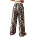 Women's Fashion Casual Elastic Waist Camouflage Print Slim Wide Leg Mopping Pants_ecoleips.com