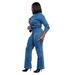 Women's Clothing Loose Elastic Washed Long Sleeve Workwear Denim Jumpsuit_ecoleips.com
