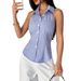 Women's Sweet And Spicy Halter Neck Striped Shirt Sleeveless Bow Tie Exposed Back Top For Spring/Autumn_ecoleips.com