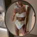 Women's Clothing White 3D Flower Bikini Simple Fashion Swimsuit Stock With Chest Pad No Steel Support_ecoleips.com