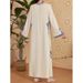 Middle Eastern Cross-border Muslim Women's V-neck Robe, Arabic Ethnic Style Printed Dress, Foreign Trade Model_ecoleips.com