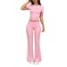 Diyun Sports Hot Girl Style Solid Color Short Sleeve Wide Leg Pants Two-Piece Set Women's Clothing 2025 Spring Summer_ecoleips.com
