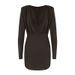 AC481 New V-neck Sexy Fashionable Long Sleeve Solid Color High Waist Pleated Bodycon Dress_ecoleips.com