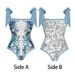 Elegant Two-Tone Wrap Front One-Piece Swimsuit For Women - Reversible Design With Bow Accent, Comfortable Nylon Blend Fabric, Perfect For Beach & Pool_ecoleips.com