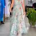 Women Off Shoulder Backless Printed Chiffon Dress Elegant Summer Vacation Flowy Beach Casual A Line Dress_ecoleips.com