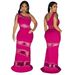 Sleeveless dress Zhigong wool patchwork mesh hot diamond solid color dress for women sexy long skirt_ecoleips.com