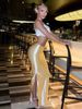 Women's Clothing Women's Slim Fit Bodycon Skirt Glossy Drape Satin Slit High Waist A-Line Skirt Style For Formal & Casual For Women_ecoleips.com