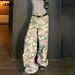 OREETA | Wilderness Loose American Trendy Brand Wide Leg Pure Cotton Rose Camouflage Work Pants_ecoleips.com