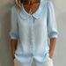 Voya 2026 Cross-Border Spring Women's Peter Pan Collar Short-Sleeve Button Cardigan Shirt_ecoleips.com