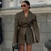 Women's European American Retro Fashion PU Leather Midi Skirt Set With Hollowed Out Long Sleeved Top High-End Two Piece Outfit_ecoleips.com