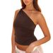 Women's Solid Color Asymmetrical Neck One Shoulder Vest T-Shirt Summer Top European American Cross Border Foreign Trade New_ecoleips.com