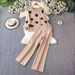 Women's Clothing Fashion Suit For Women Long Sleeve Design Heart Knit Sweater Two Piece Suit Casual High Waist Slim Wide Leg Pants_ecoleips.com