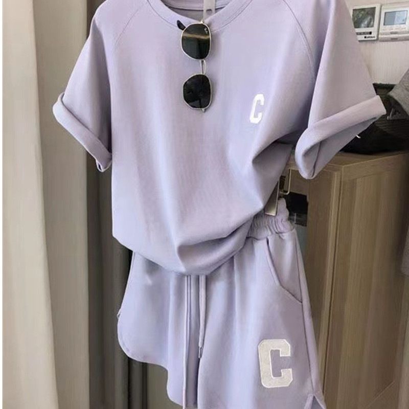 Women's Clothing Running Fashion Short Sleeved Shorts Two Piece Suit_ecoleips.com