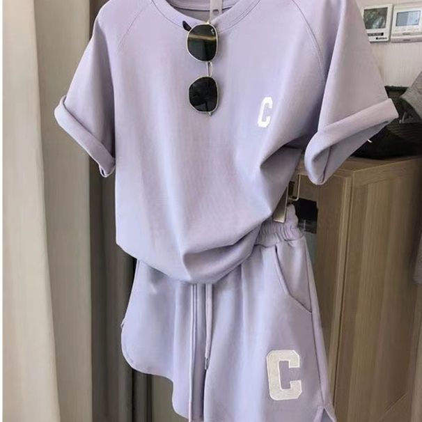 Women's Clothing Running Fashion Short Sleeved Shorts Two Piece Suit_ecoleips.com