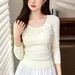 Superior Selection Lace Lace Cotton T-Shirt Women's Long Sleeved 2025 Autumn New Pure Desire Sexy Base Shirt_ecoleips.com