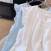 Summer New Women's French Style round Neck Pleated Shirt Youthful Small Flutter Sleeves Unique Design Trendy Top_ecoleips.com