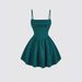 Women's Clothing Summer Fashion Sexy Dress Solid Color Pleated Back Zipper Suspender Dress_ecoleips.com