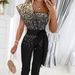 Women's Slim Jumpsuit Sequined Belt Decoration Solid Color European American Style Autumn Winter Fashion Casual Women's Clothing_ecoleips.com