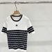 Summer New Style Five-Pointed Star Letter Jacquard Knit Short-Sleeve Striped Round-Neck Top For Women, Stylish And_ecoleips.com