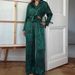 Green Printed Sleeve Long Pants Loose Pajamas Two-Piece Set European And American Autumn Winter New Cross-Border_ecoleips.com