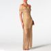 Women's dress one-shoulder dress see-through sequin sexy long dress_ecoleips.com