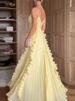 Sexy V-neck Ruffle Design Suspender Dress Women Elegant Sleeveless Hight Waist Long Party Dress 2026 Fashion Draped Swing Gowns_ecoleips.com