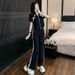 European Fashion Sports Suit For Women Summer 2025 New Casual Youthful Elegant Short Sleeve Wide Leg Pants Two-Piece Set_ecoleips.com