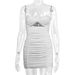 Women's Strapless Short Sleeve Dress Sexy Hollow out Pleated Bodycon European American Style Cross Border E Commerce Elegant_ecoleips.com
