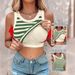 Women's Clothing Fashion Lace Contrast Color Stitching Sleeveless Ribbed Top With Chest Cup_ecoleips.com