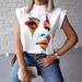 Women's High Neck Short Sleeve T-Shirt Fashionable Casual Short Style Top_ecoleips.com