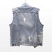 Women's Denim Vest With Lace And Beaded Embellishments – Short Sleeveless Jacket For Casual & Office Wear_ecoleips.com