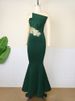 Women's Clothing Embroidery Element One Shoulder Sleeveless Fishtail Skirt Temperament Banquet Host Bridesmaid Dress_ecoleips.com