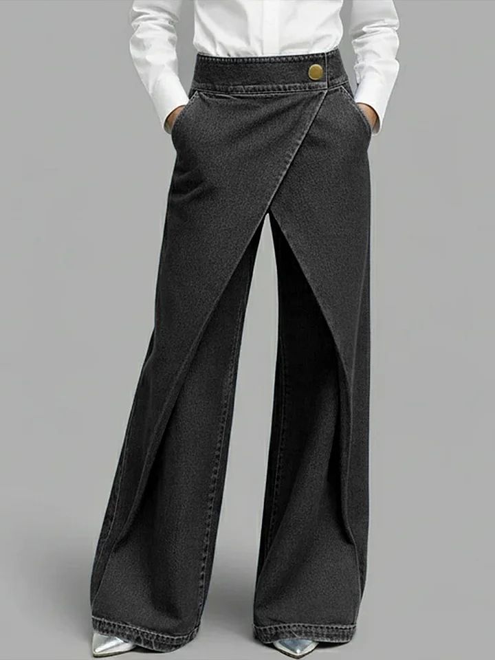 Women's High Waist Straight Leg Jeans - Classic Blue & Black Denim Pants For Casual Streetwear Fashion_ecoleips.com